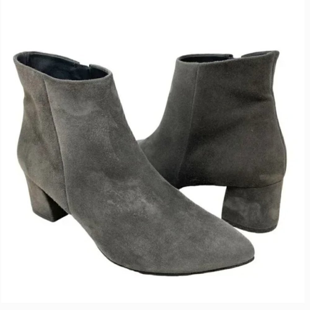 Paul Green Bridget Gray Suede Pointed Toe Zip Ankle Boots - US Size 8 UK 5.5